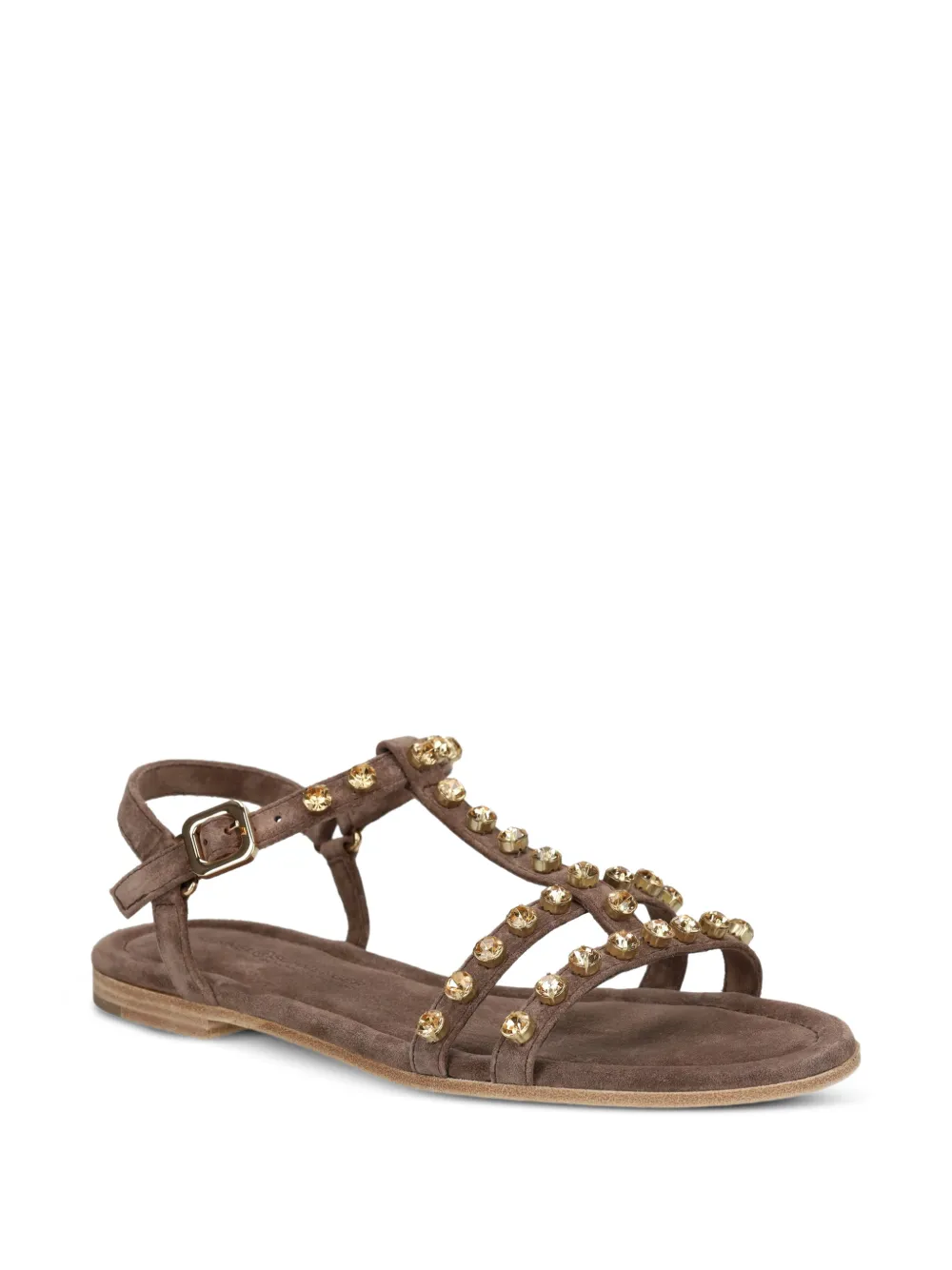 Kennel & Schmenger Carly crystal-embellished T-bar sandals Bruin