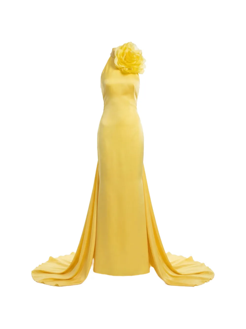 Gattinolli by Marwan floral-appliqué halterneck gown - Giallo