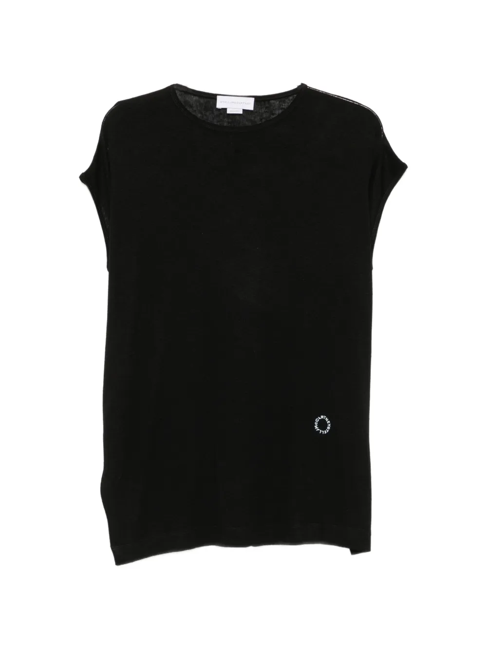 Stella McCartney logo-embroidered cap-sleeve T-shirt - Nero
