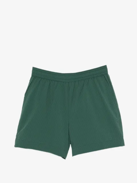 Maison Kitsuné seersucker logo-patch swim shorts