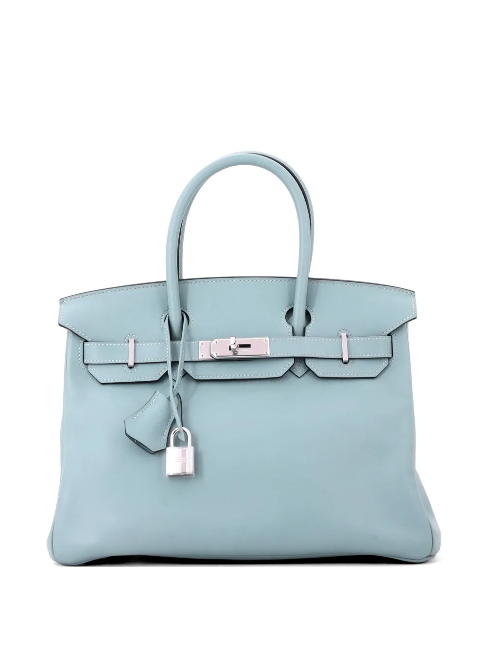 Hermès Pre-Owned Borsa tote Birkin 30 in pelle Swift con dettagli in palladio - Blu