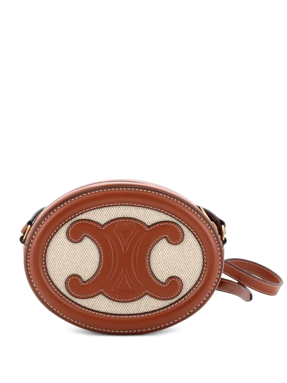 Celine Pre-Owned Triomphe Oval Umhängetasche aus Canvas und Leder - Braun