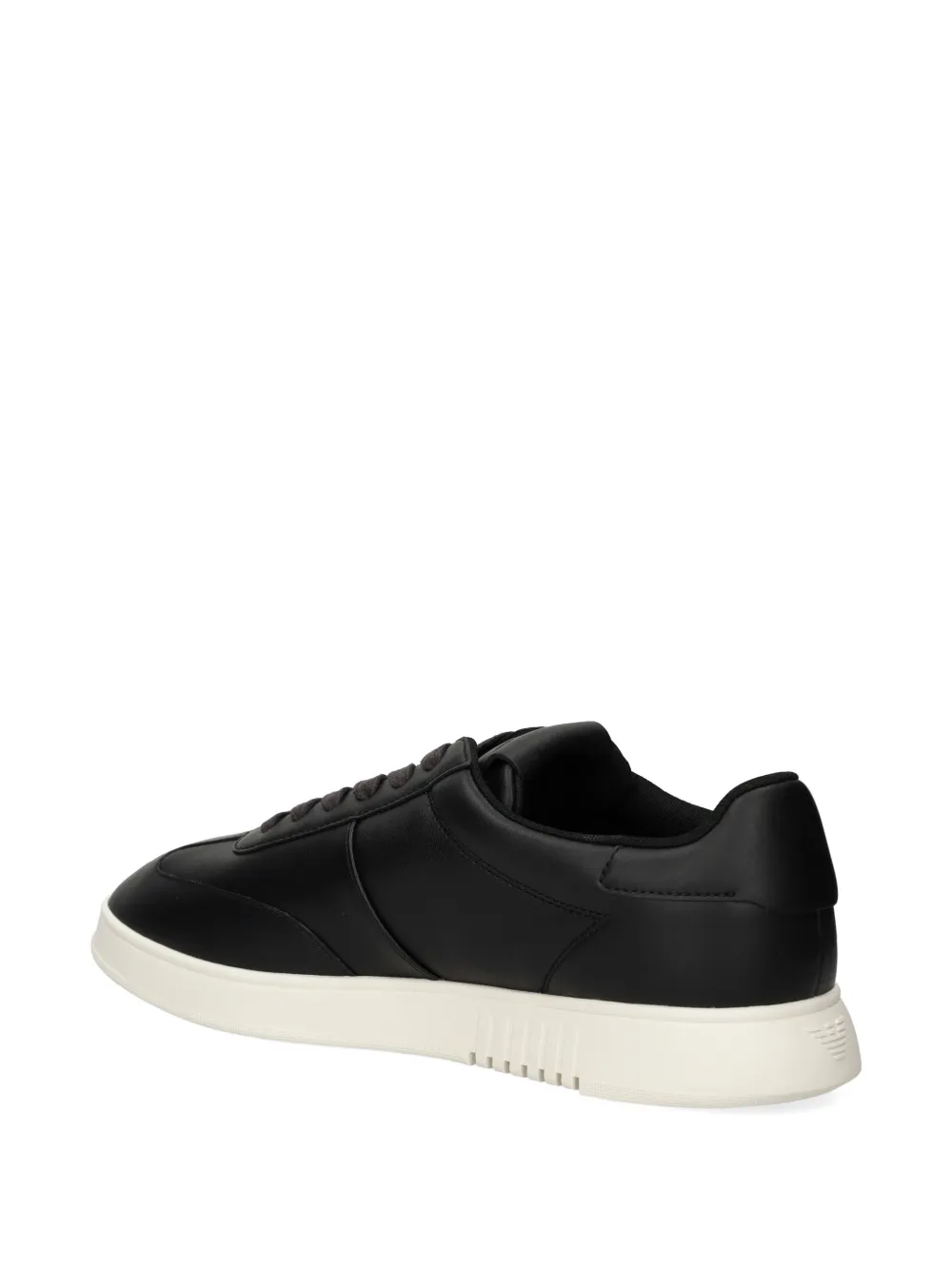 Emporio Armani logo-plaque leather sneakers Zwart