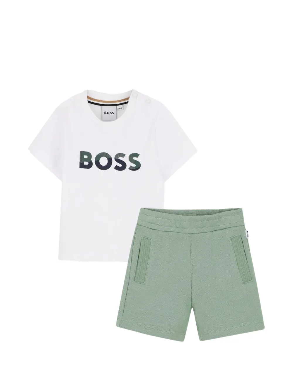 BOSS Kidswear logo-print cotton-blend shorts set - Weiß
