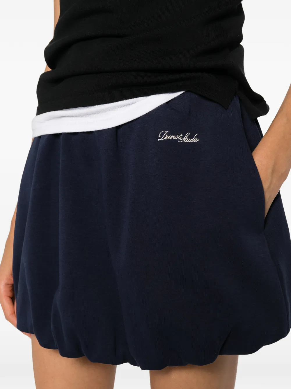 DUNST Gesmockte mini-rok met afwerking Blauw