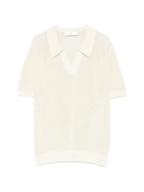 DUNST open-knit polo-collar T-shirt