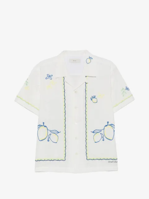 DUNST lemon-embroidered short-sleeve shirt