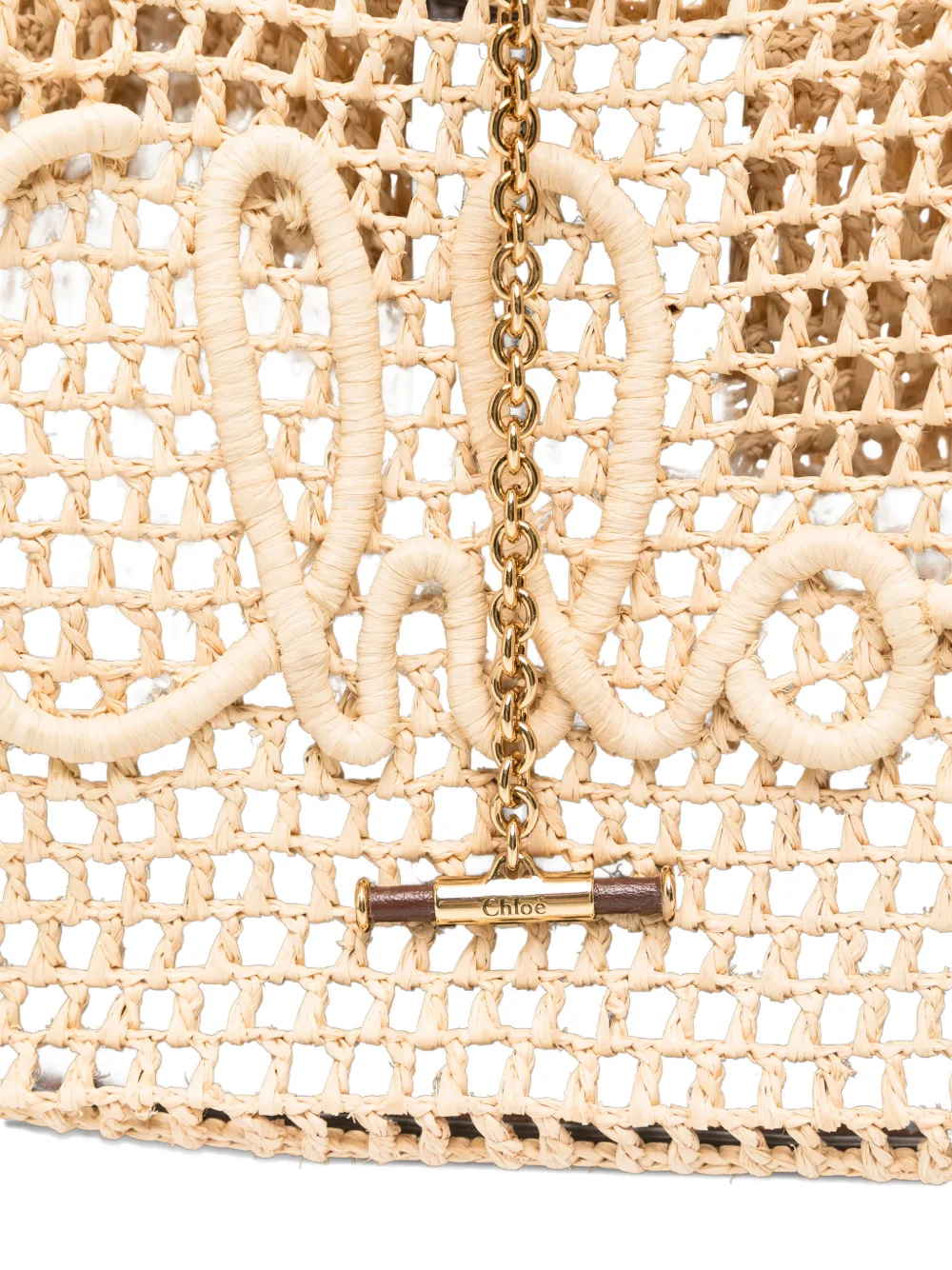 Chloé Double Carry opengebreide shopper met logopatch Beige