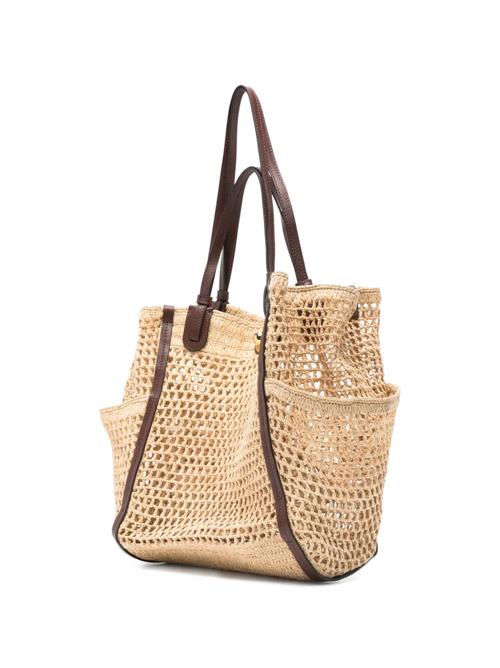 Chloé Double Carry opengebreide shopper met logopatch Beige