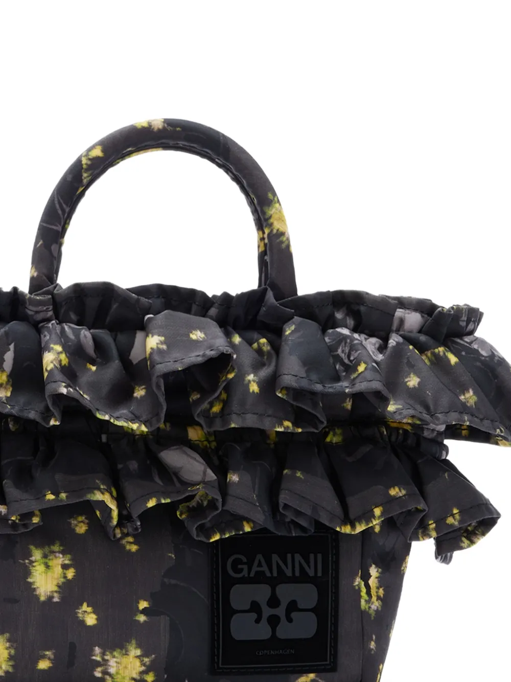 GANNI Mini-shopper met ruches Zwart