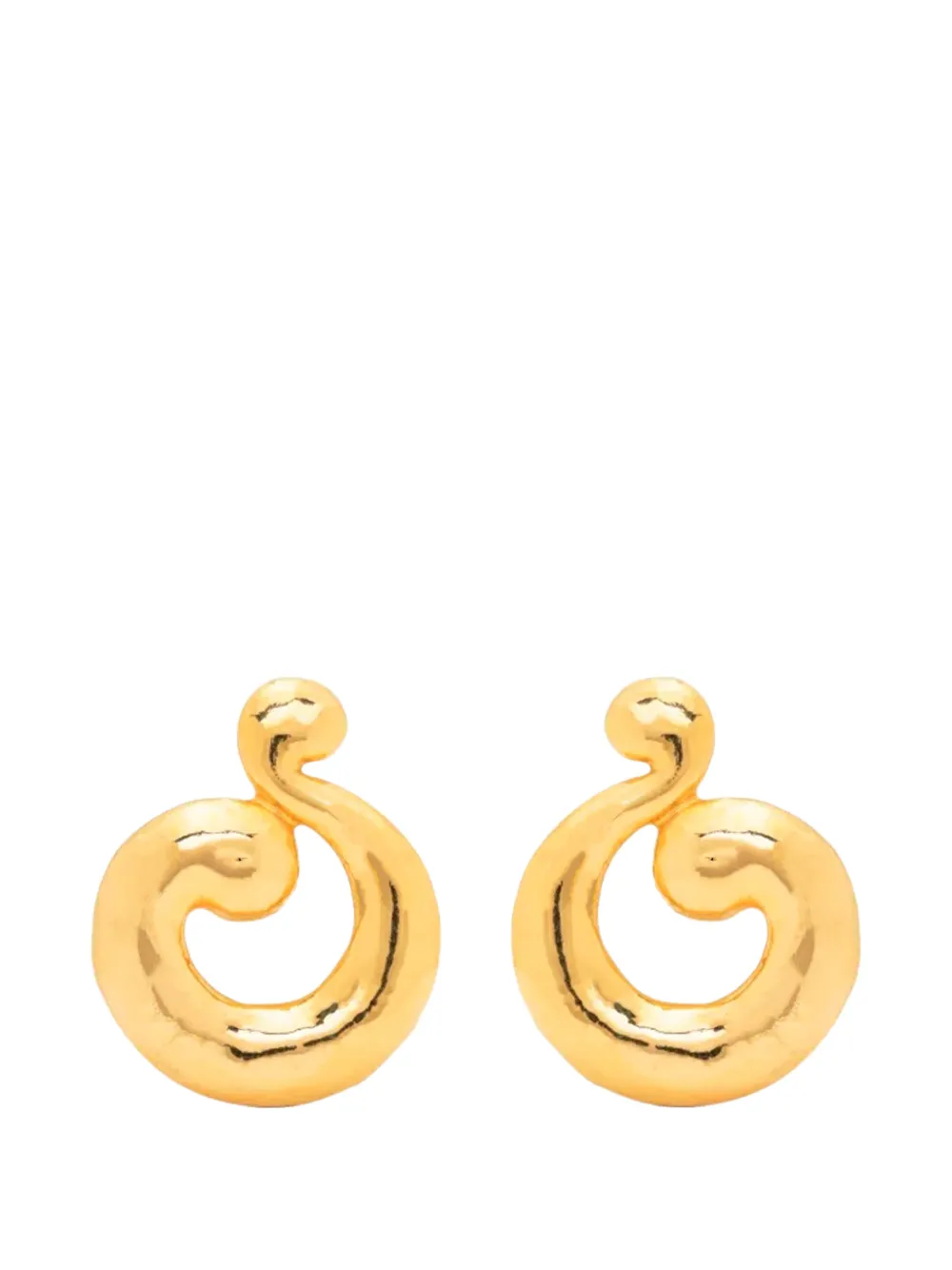 Susan Caplan Vintage 1990s hammered swirl clip-on earrings - Oro