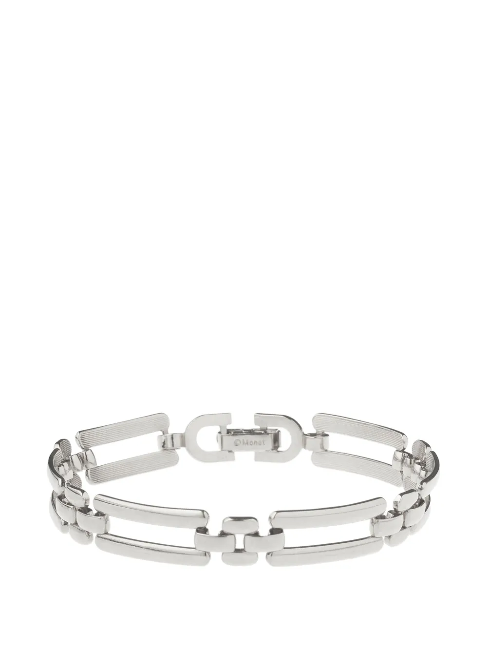 Monet Pre-Owned 1980s fold-over clasp closure bracelet - Argento