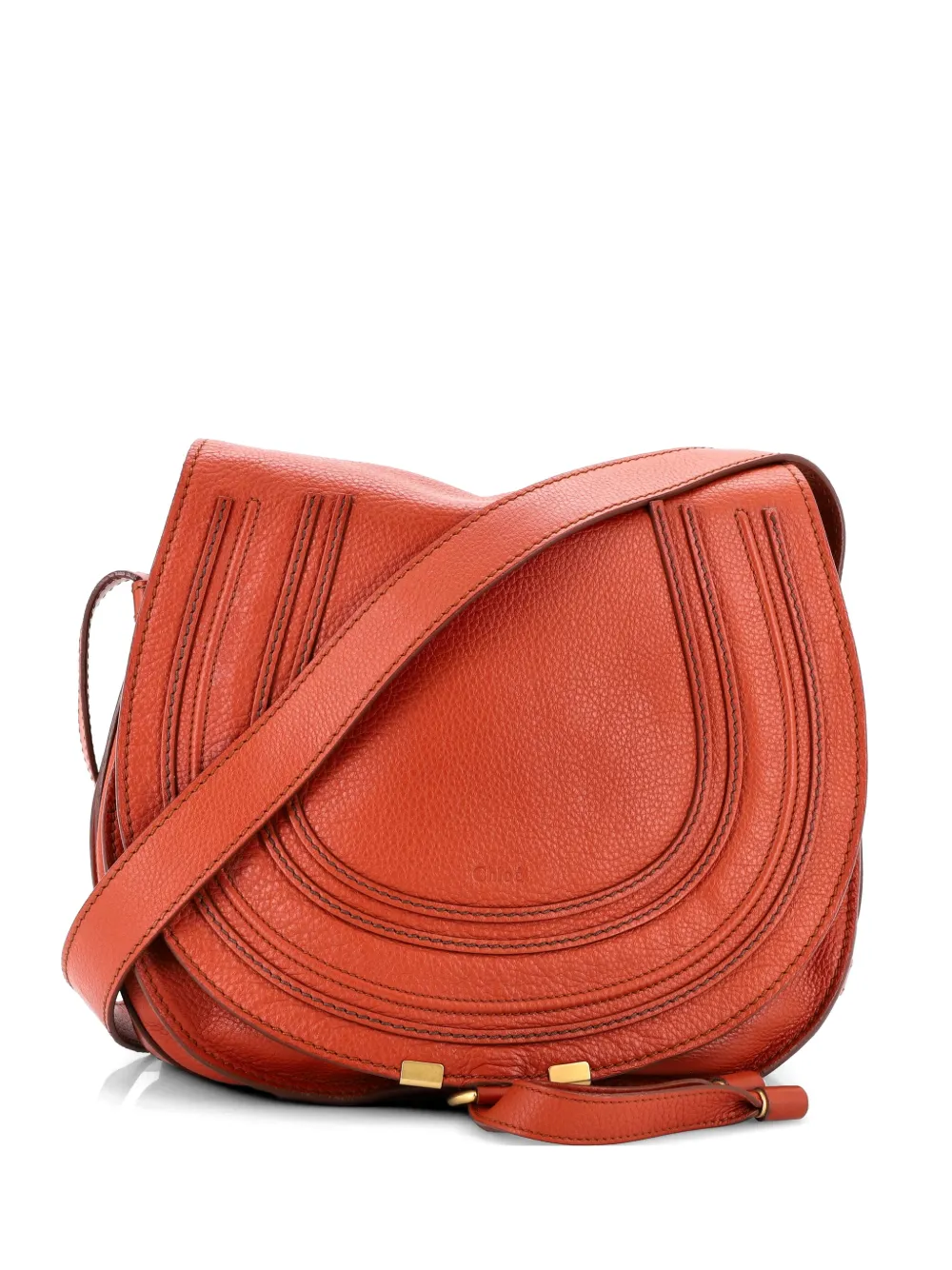 Chloé Pre-Owned Borsa a tracolla Marcie Saddle media in pelle - Marrone