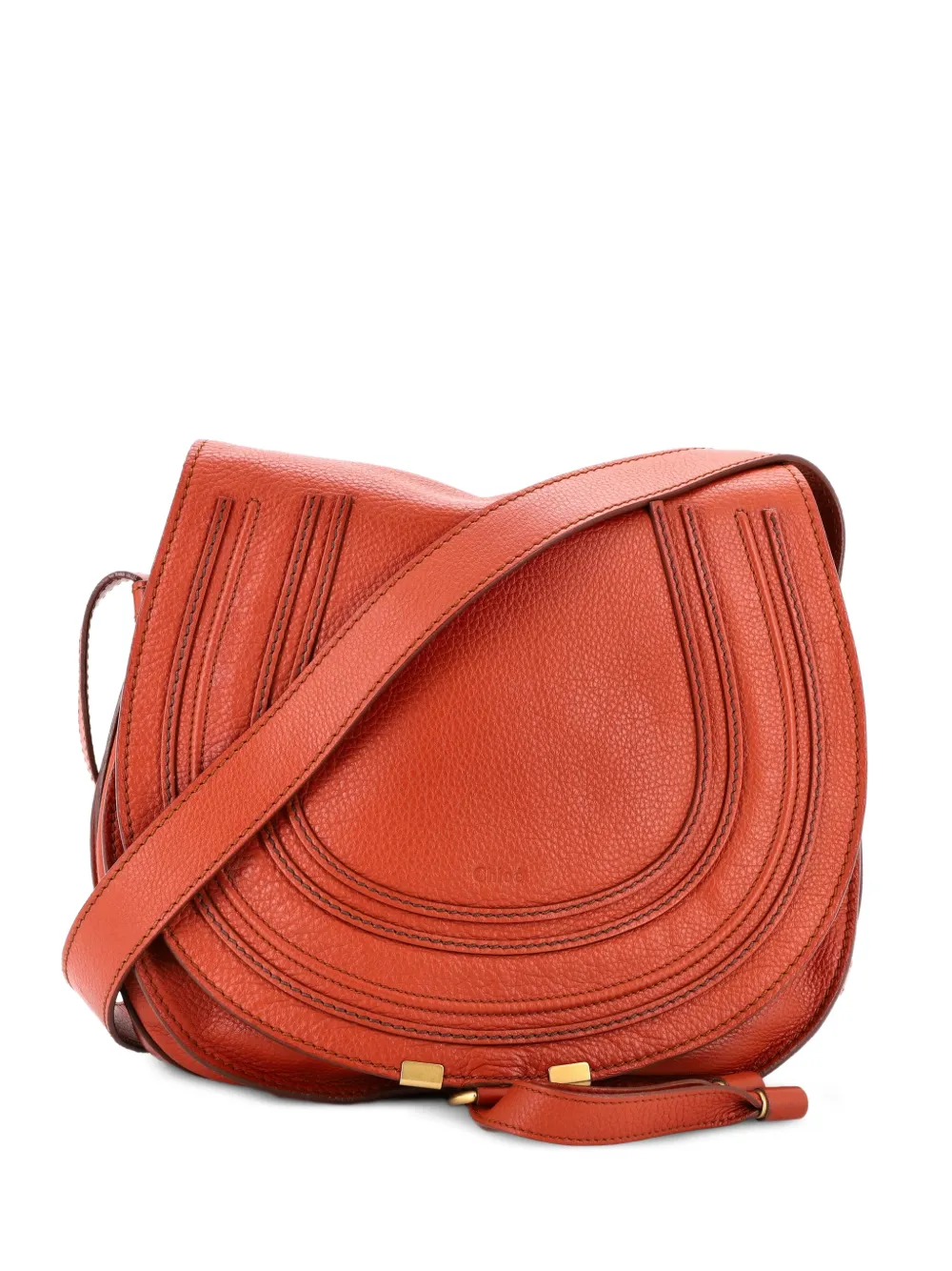 Chloé Pre-Owned Borsa a tracolla Marcie Saddle media in pelle - Marrone
