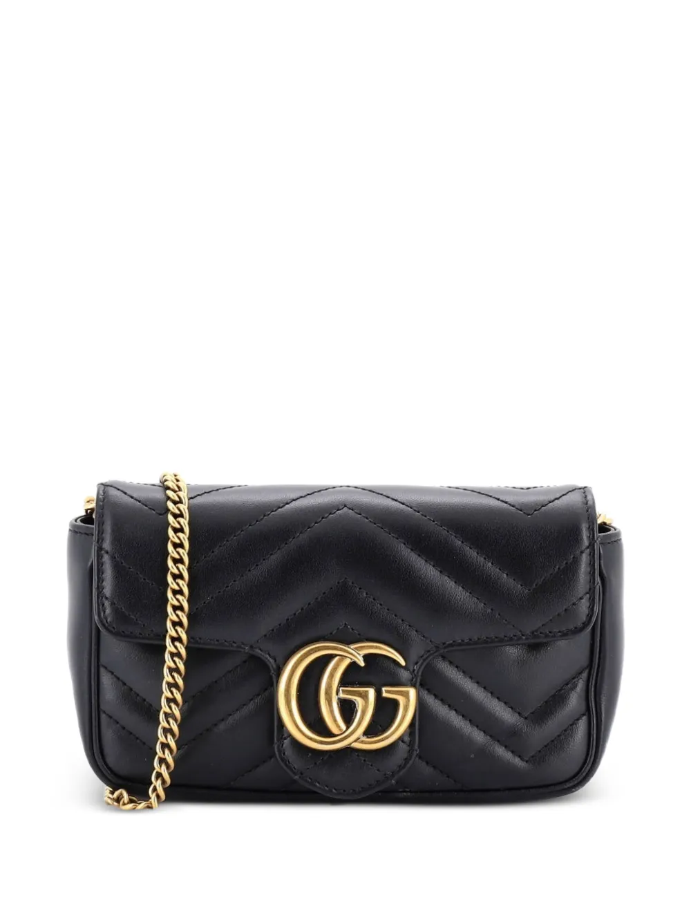 Gucci Pre-Owned GG Marmont Flap Bag Matelasse Leather Super Mini crossbody bag - Nero