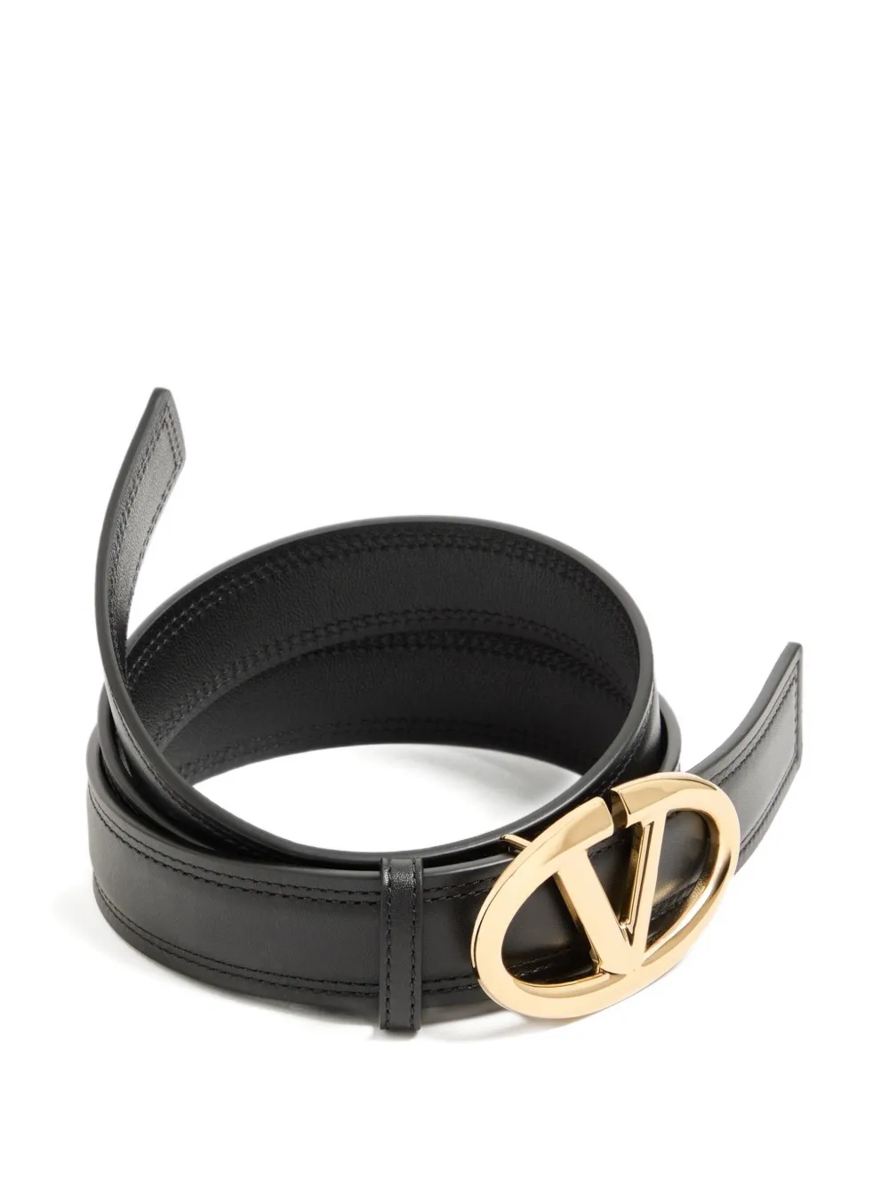 Valentino Garavani VLogo The Bold Edition riem in glanzend kalfsleer 30 mm Zwart