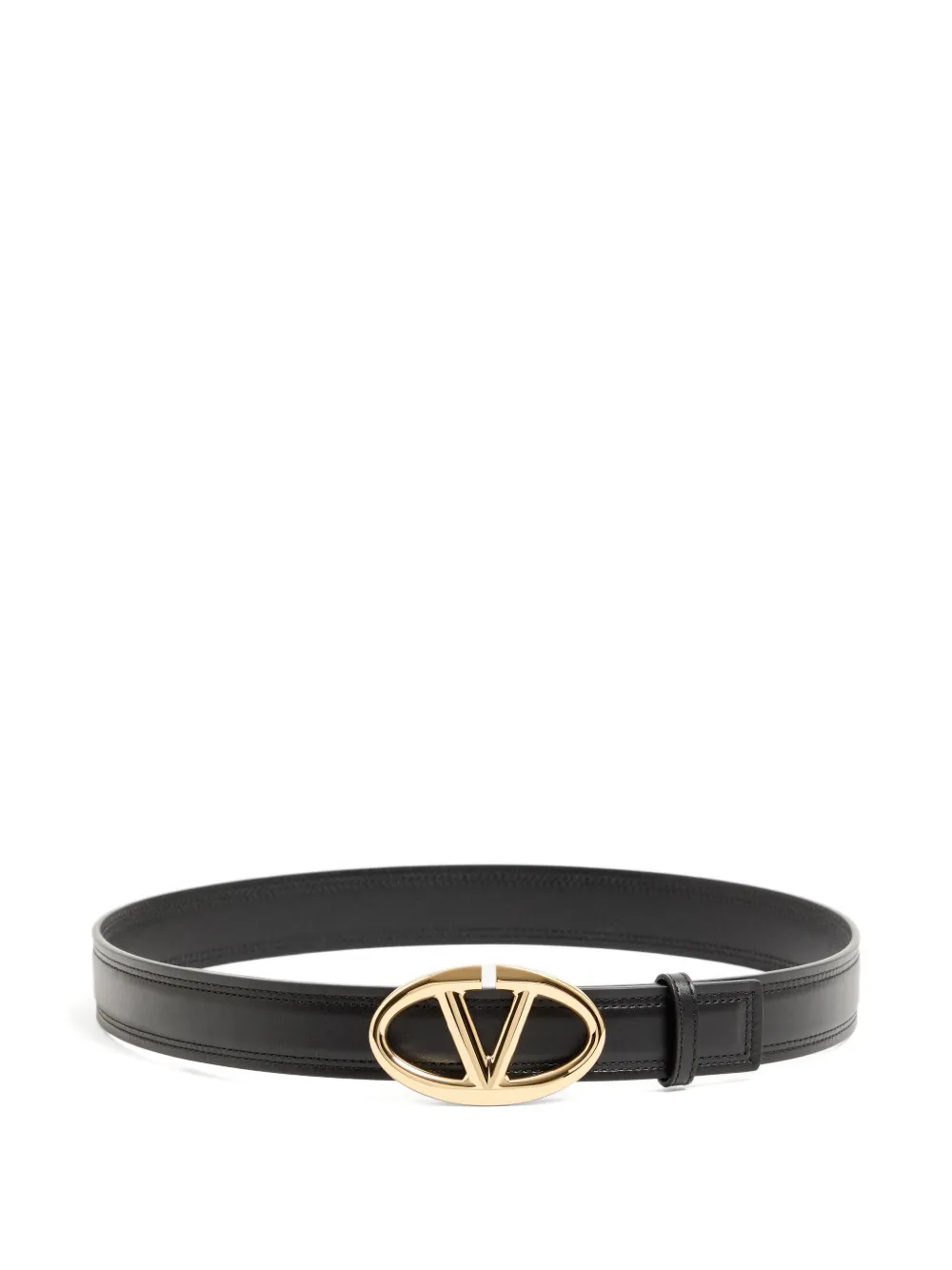 Valentino Garavani VLogo The Bold Edition belt in shiny calfskin 30 mm - Nero