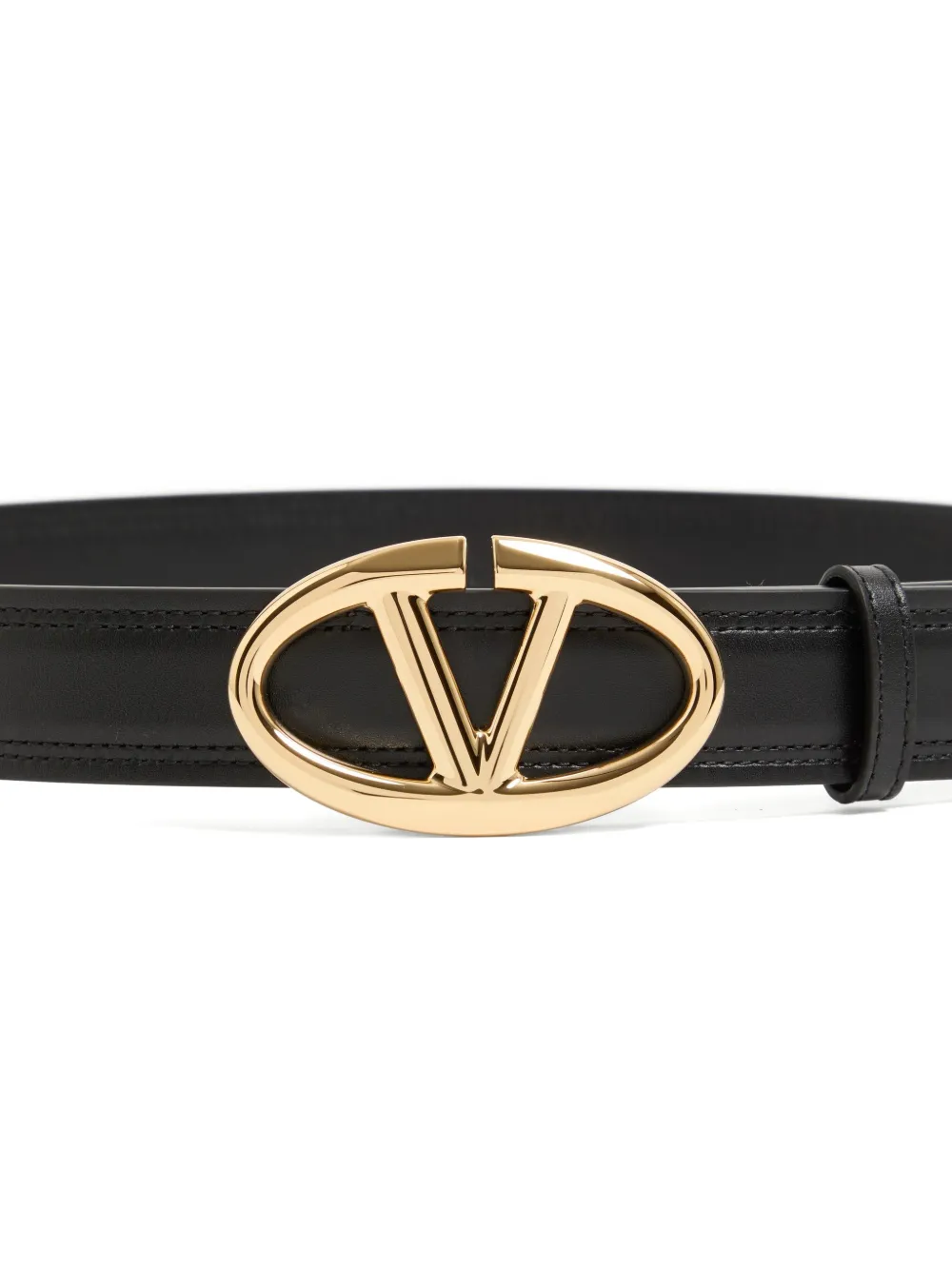 Valentino Garavani VLogo The Bold Edition riem in glanzend kalfsleer 30 mm Zwart