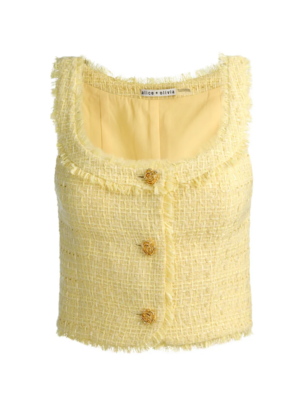 alice + olivia Shila button-embellishment top - Giallo