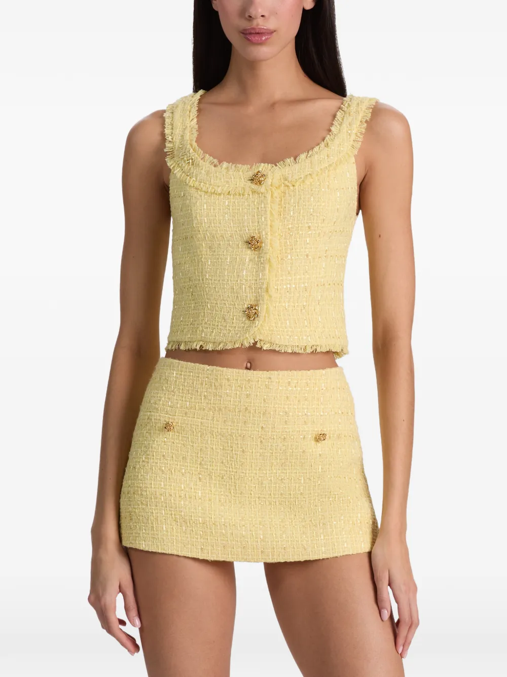 alice + olivia Shila top verfraaid met knopen Geel