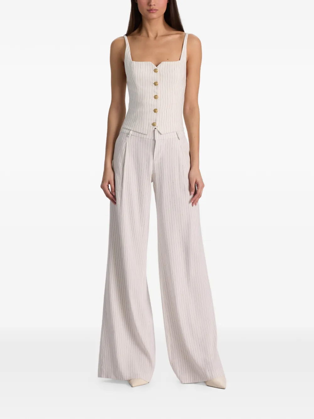 alice + olivia Eric gestreepte broek Beige