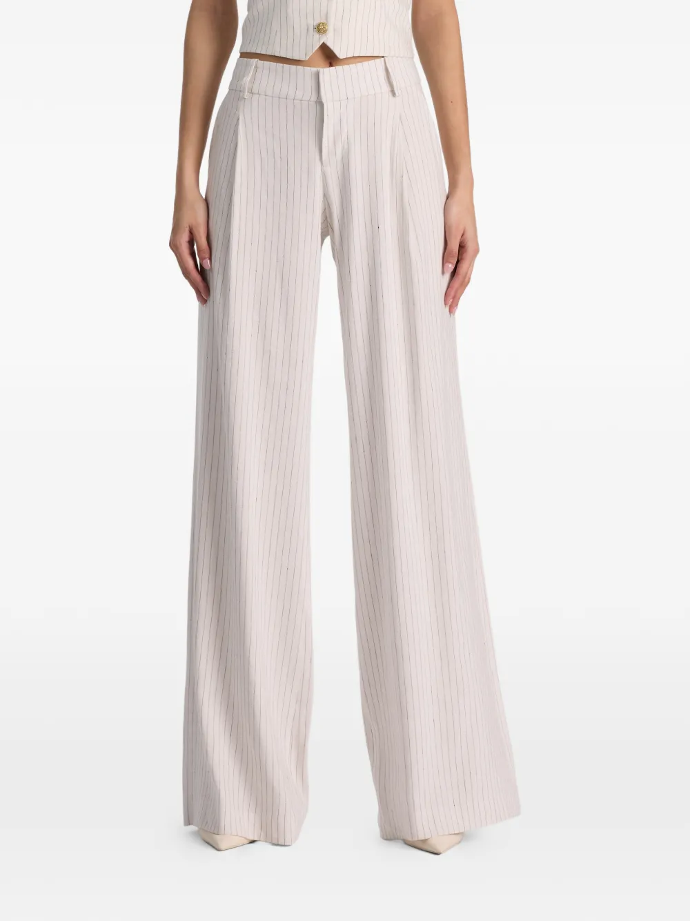 alice + olivia Eric gestreepte broek Beige