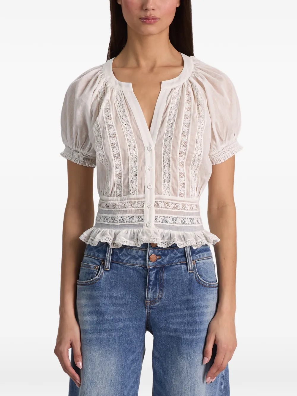 alice + olivia Kathryn blouse met kanten detail Wit