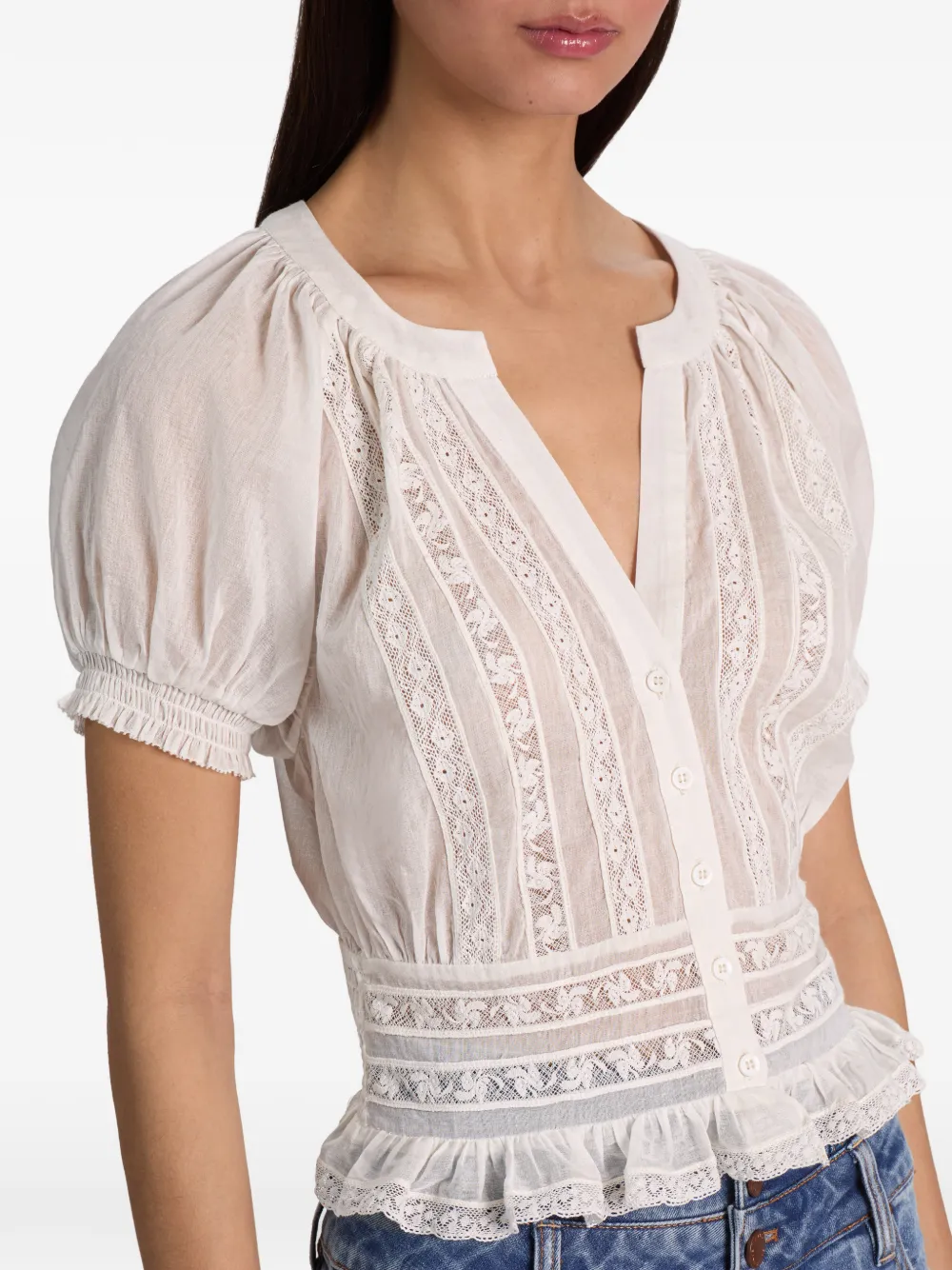 alice + olivia Kathryn blouse met kanten detail Wit