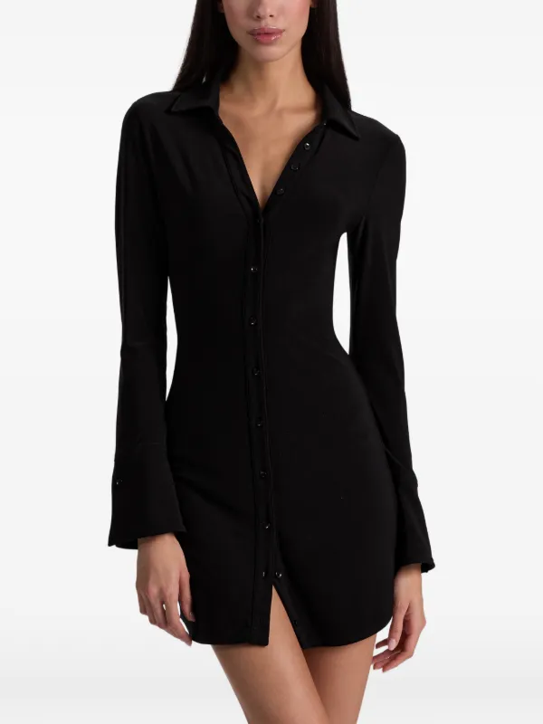 Alice + Olivia Freya Shirt Mini Dress | Black | FARFETCH IN