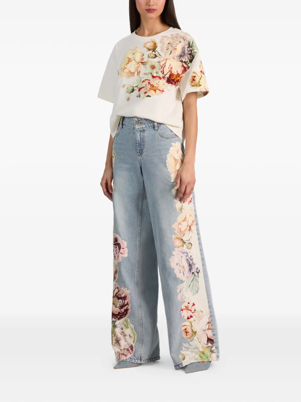 alice + olivia Evan T-shirt met bloemapplicatie Wit