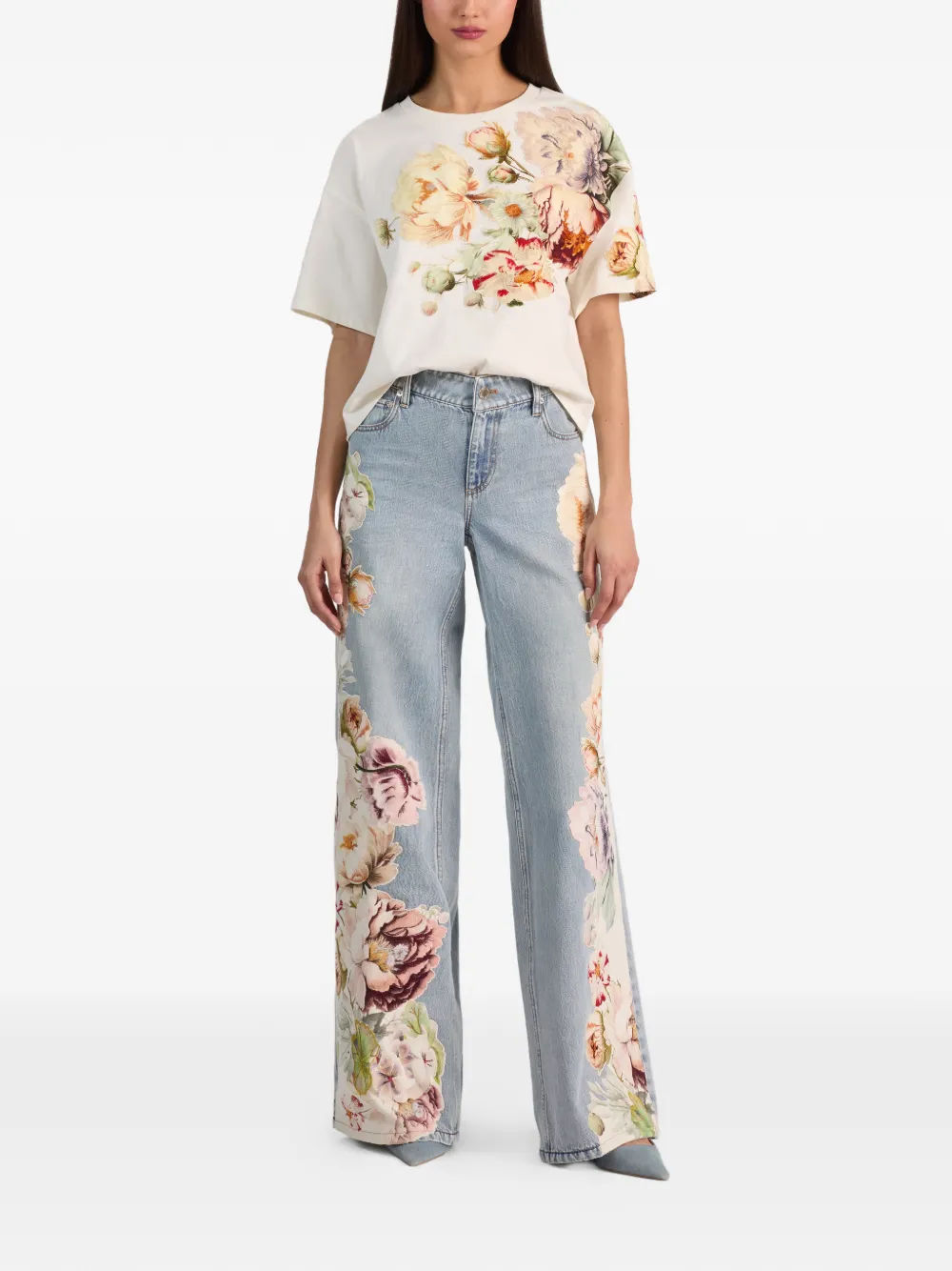 alice + olivia Evan T-shirt met bloemapplicatie Wit