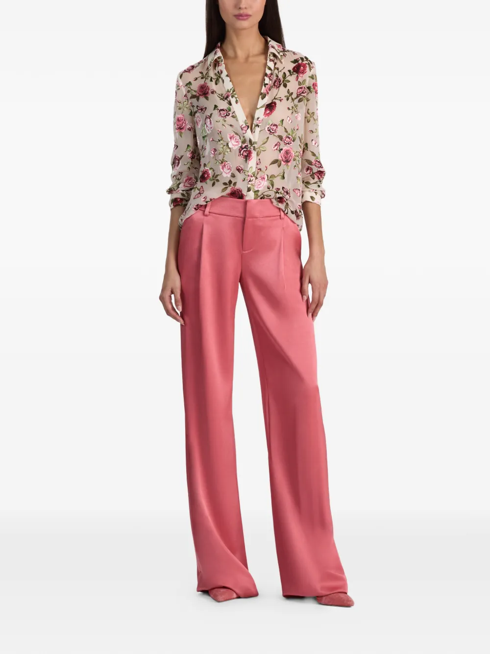 alice + olivia Eloise blouse met bloemenprint Beige