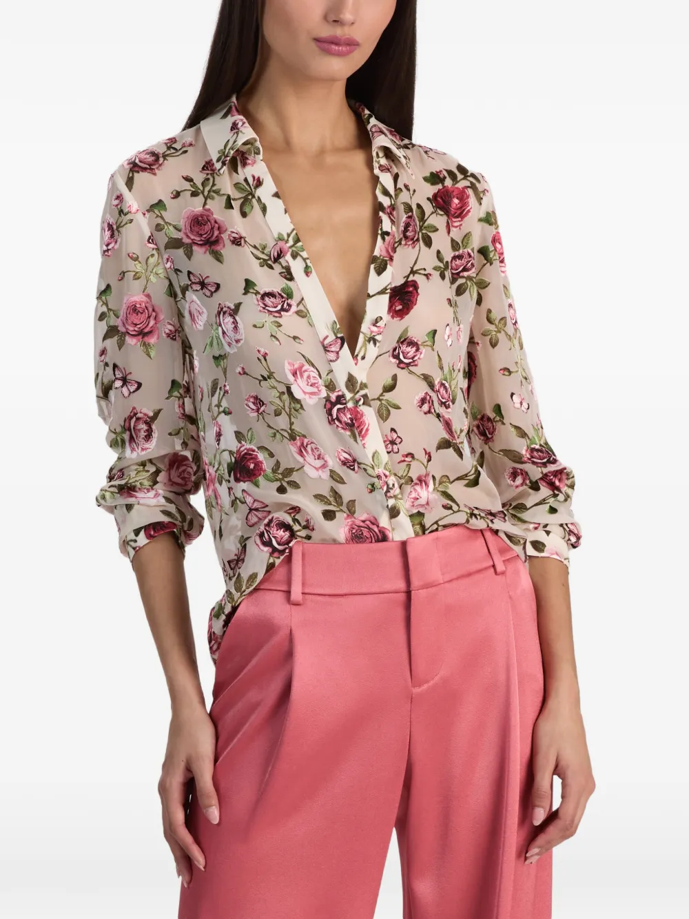 alice + olivia Eloise blouse met bloemenprint Beige