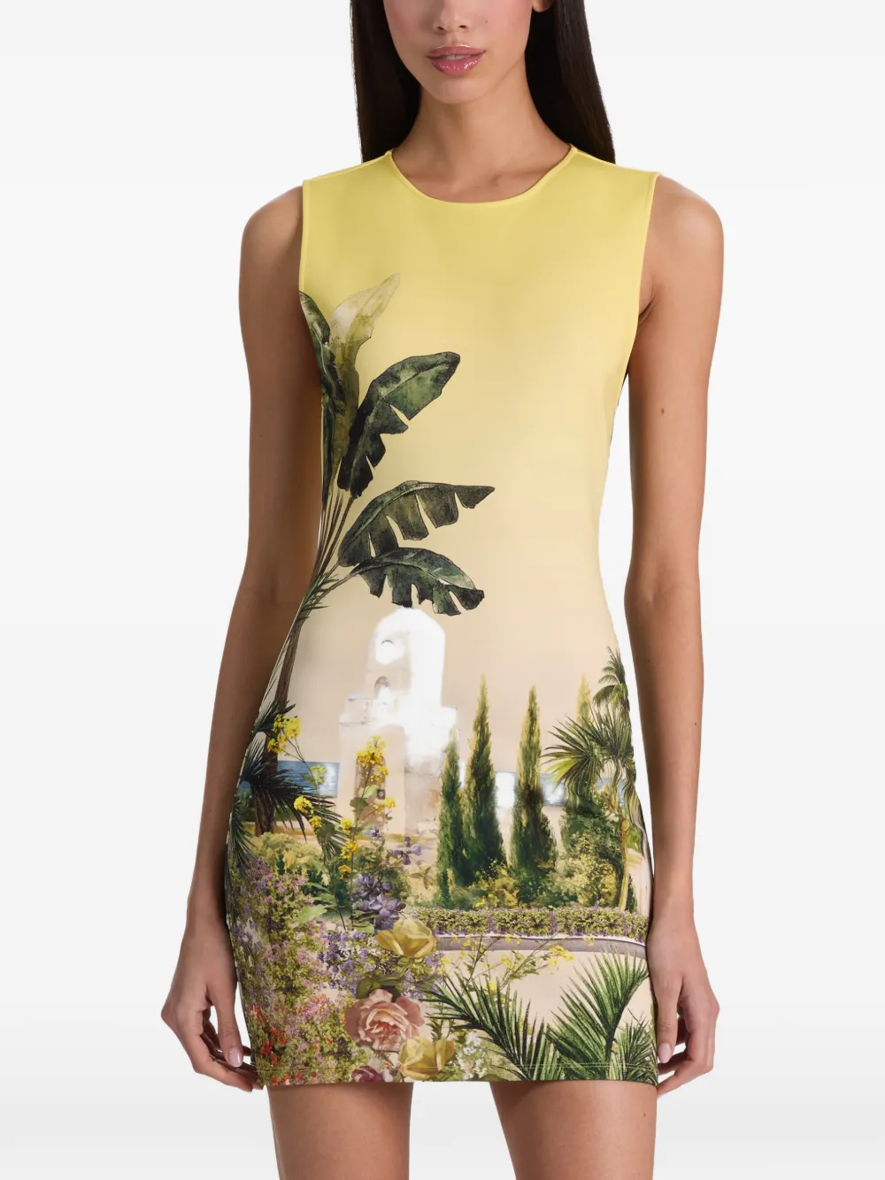 alice + olivia Wynell mini-jurk met landschapsprint Geel