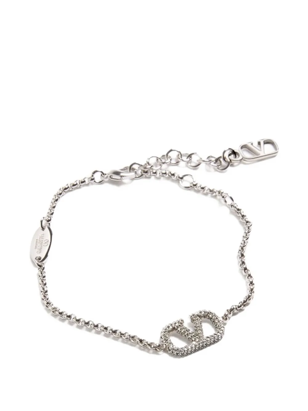 Valentino Garavani VLogo Signature crystal-embellished bracelet - Argento