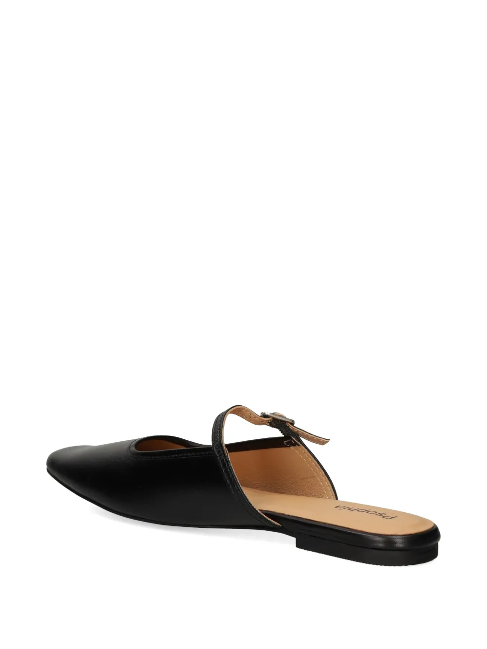 PSOPHIA buckle-strap leather ballet flats Zwart