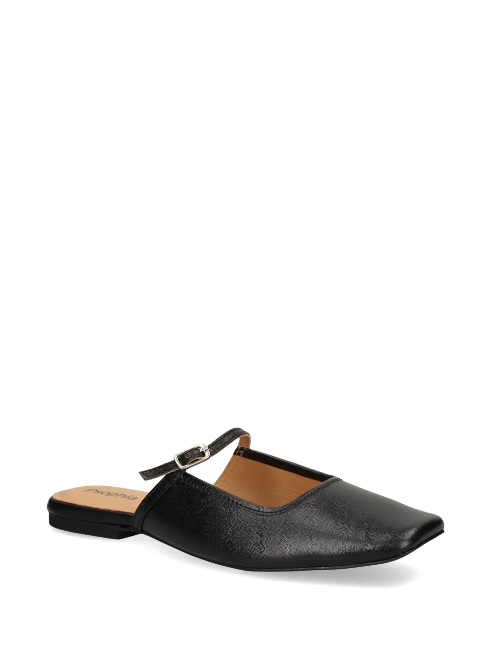 PSOPHIA buckle-strap leather ballet flats Zwart