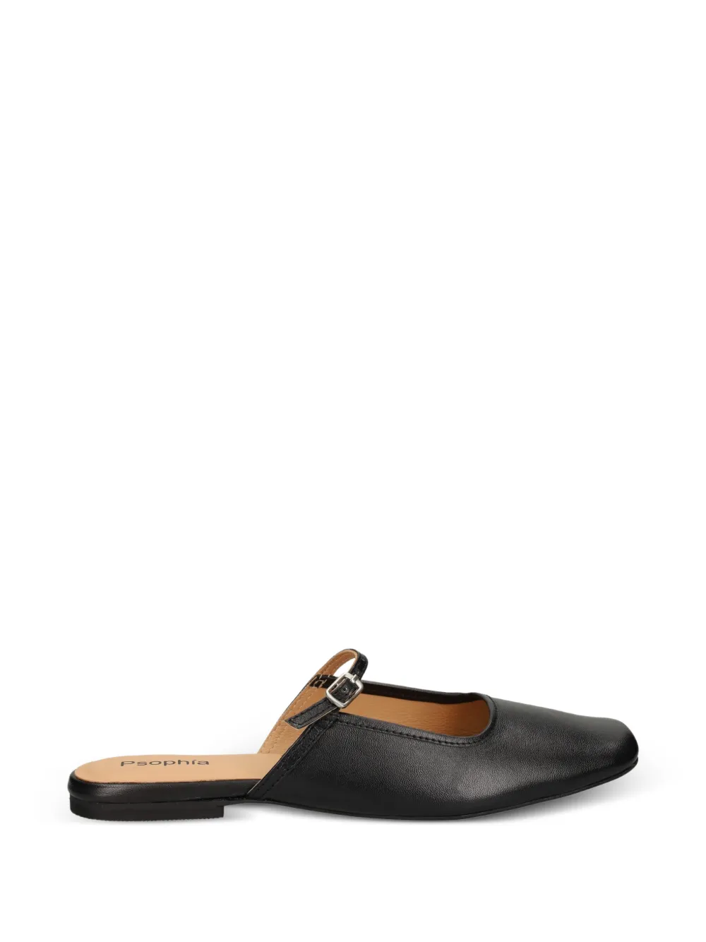 PSOPHIA buckle-strap leather ballet flats Zwart