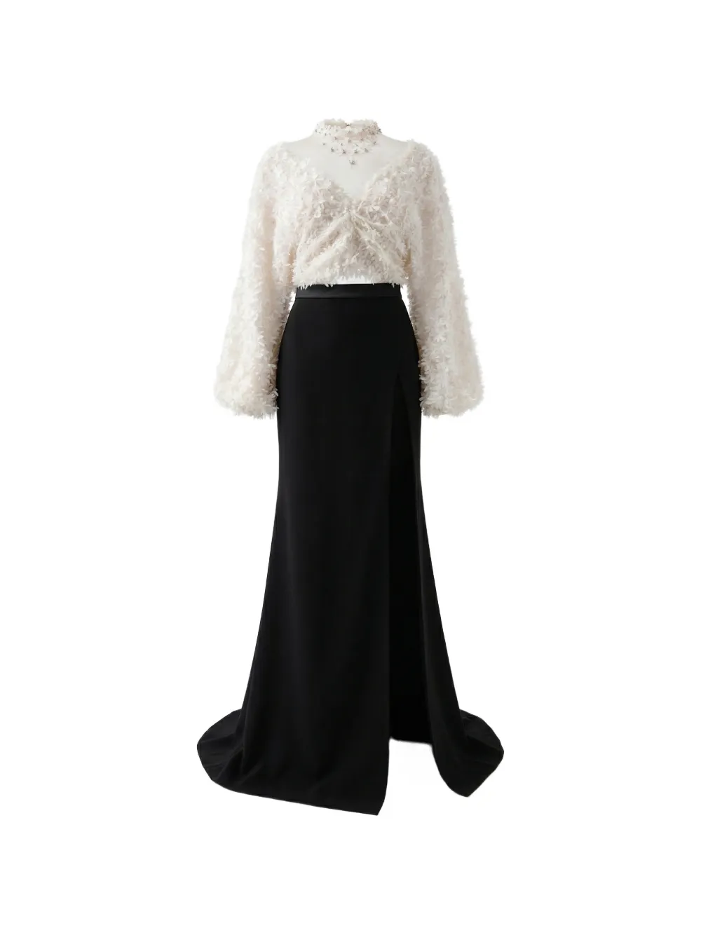 Gattinolli by Marwan floral-motif high-slit set - Nero