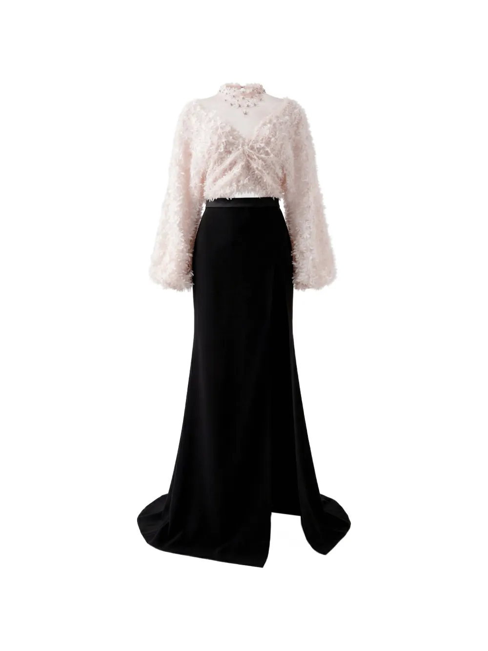 Gattinolli by Marwan floral-motif high-slit set - Nero