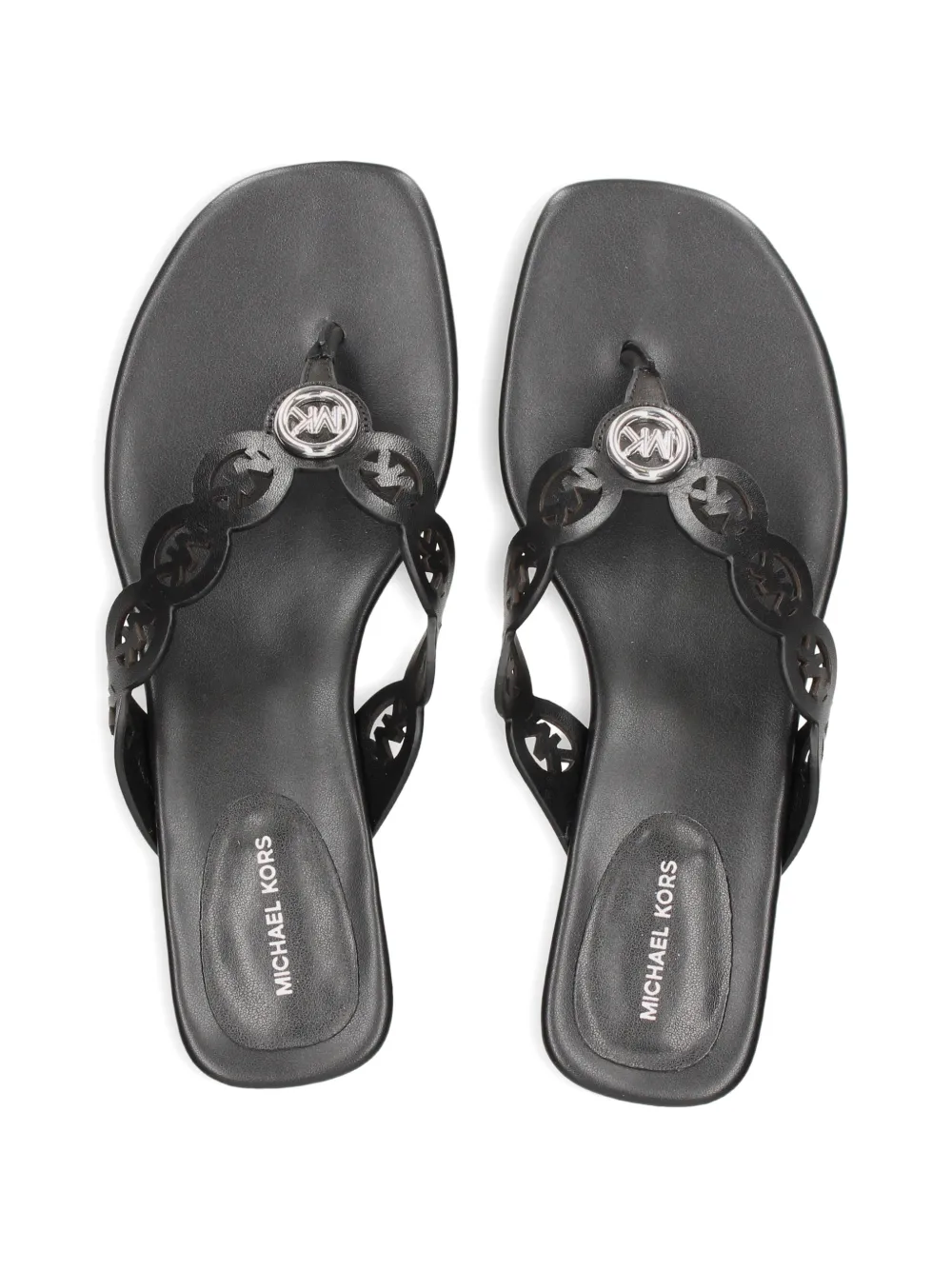 Michael Kors logo-cutout kitten-heel sandals Zwart