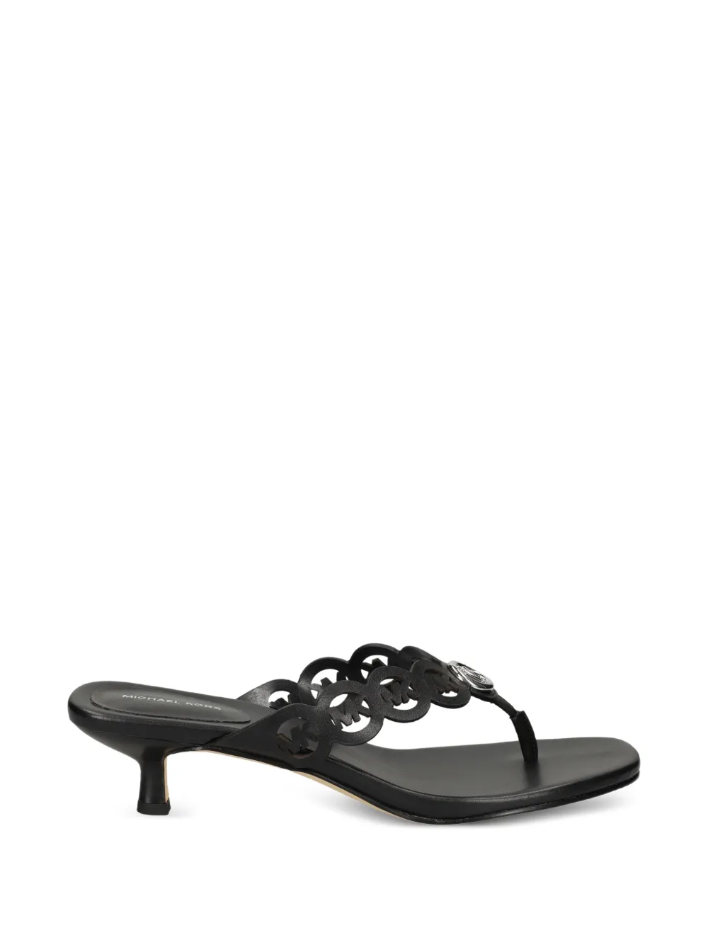 Michael Kors logo-cutout kitten-heel sandals Zwart