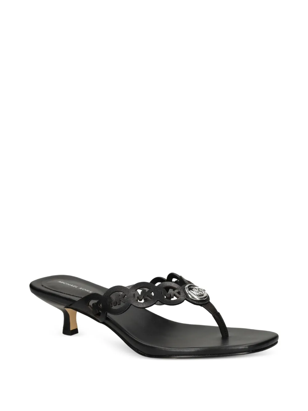 Michael Kors logo-cutout kitten-heel sandals Zwart