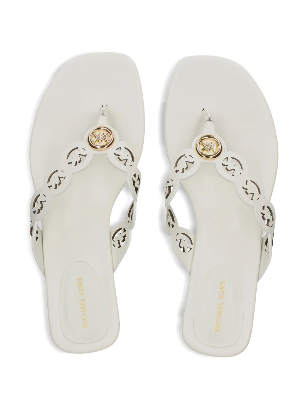 Michael Kors logo-cutout kitten-heel sandals Wit