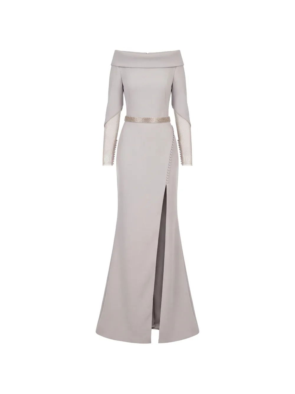 Gattinolli by Marwan off-the-shoulder mermaid side-slit gown - Grigio