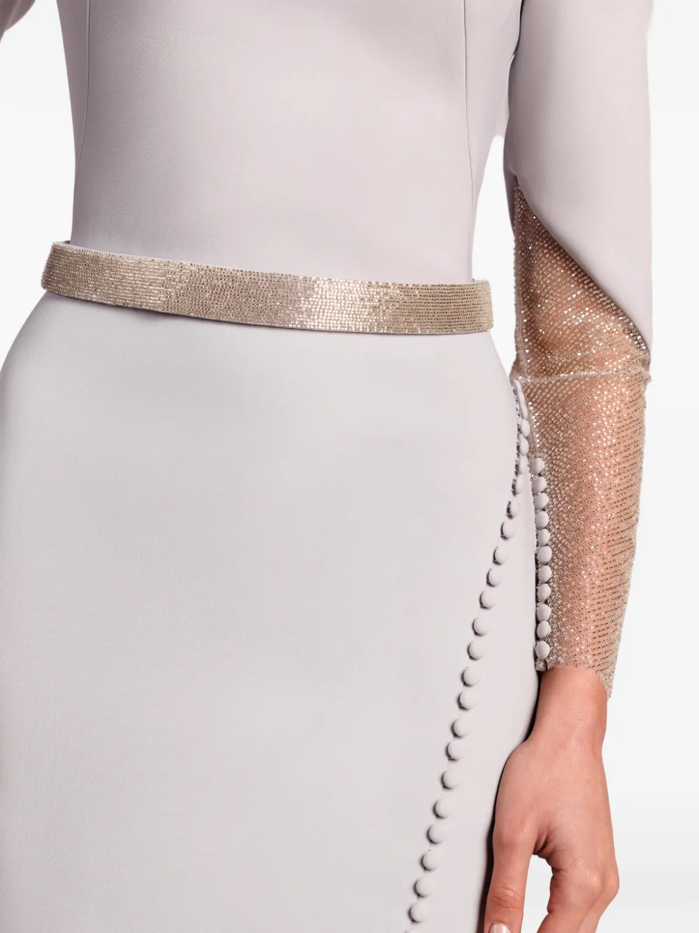 Gattinolli by Marwan Off-shoulder avondjurk met zijsplit Grijs