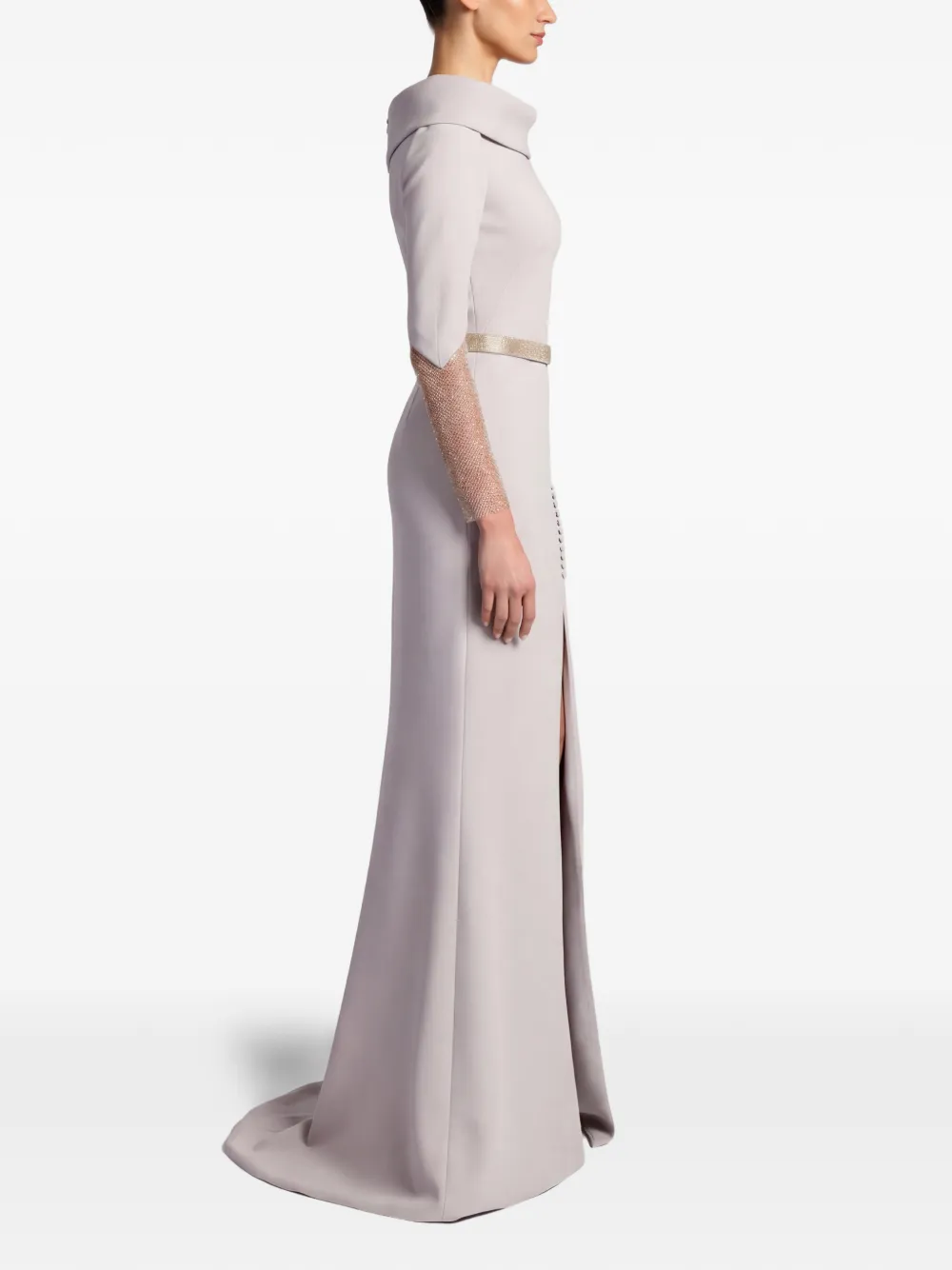Gattinolli by Marwan Off-shoulder avondjurk met zijsplit Grijs