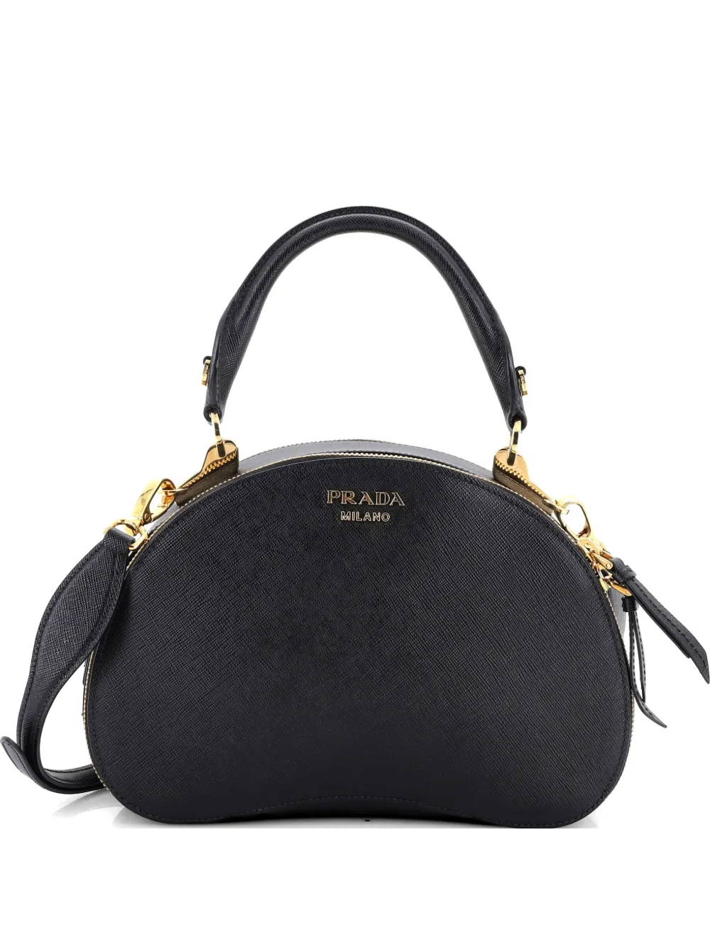 Prada Pre-Owned Sidonie Convertible Bowler Bag Saffiano Leather Medium handbag - Nero