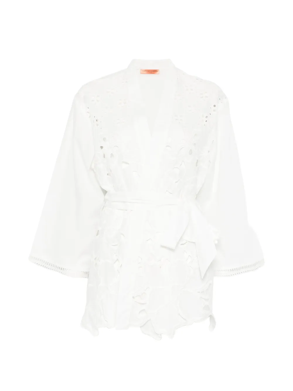 Ermanno Scervino broderie-anglaise belted coat - Bianco