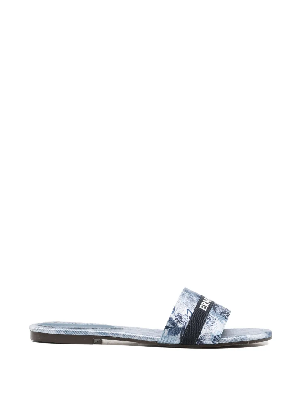 ERMANNO FIRENZE floral-print logo-tape sandals - Blue